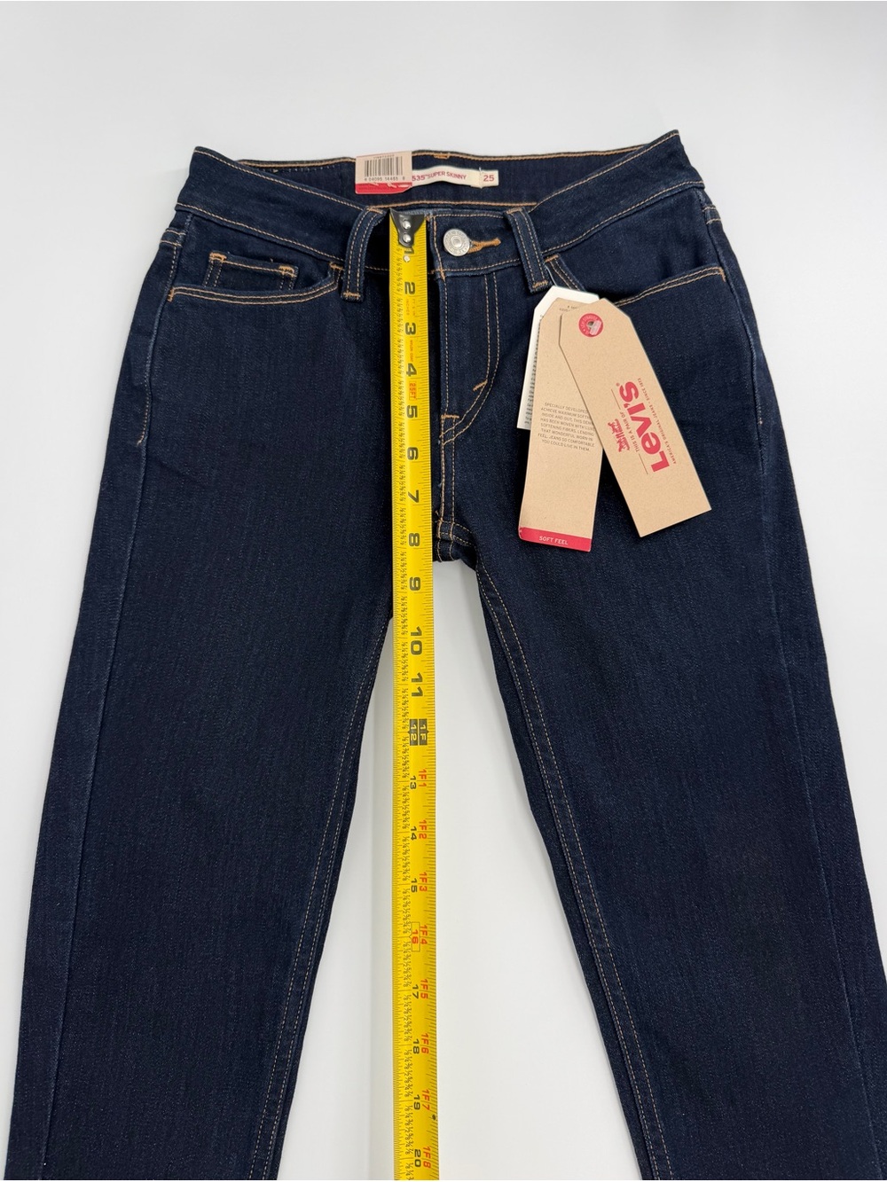 Levi’s 535 Super Skinny Jeans Womens 25x30 Dark Wash Blue Denim Stretch NWT - Picture 13 of 16